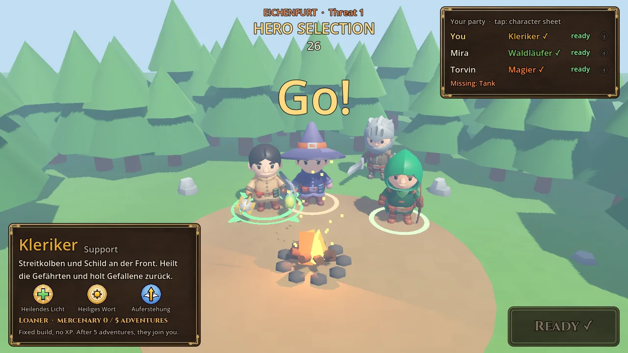 Hero selection at the campfire